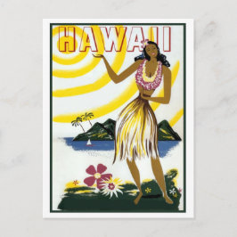 Havaí, garota hula, ilha, cartão postal de viagem