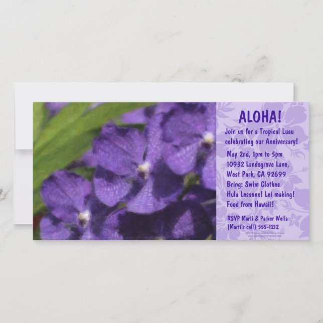 Havaiano - Convites Florais Luau (Frente)