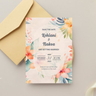 Havaiano Salve A Data Convite Magnético