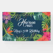 Havana Nights Tropical Birthday Banner