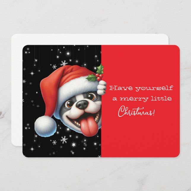 Have Yourself  Merry Little Christmas Grinning Dog (Frente/Verso)