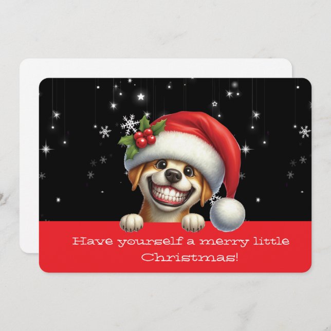 Have Yourself  Merry Little Christmas Grinning Dog (Frente/Verso)