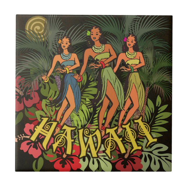 Hawaii Aloha Palm Hula Art Design (Frente)