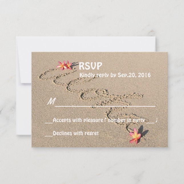 Hawaii Aloha Plumeria Flower Beach Weding RSVP (Frente)