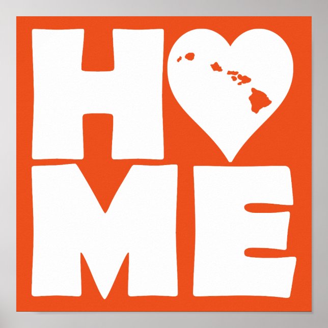 Hawaii Home Heart State Poster Sinal (Frente)