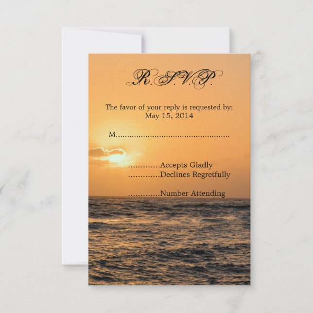 Hawaii Sunset Wedding RSVP (Frente)