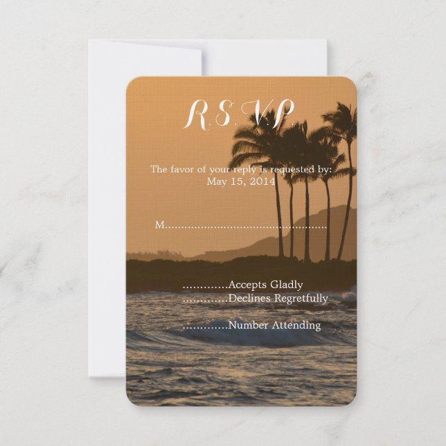 Hawaii Sunset Wedding RSVP (Frente)