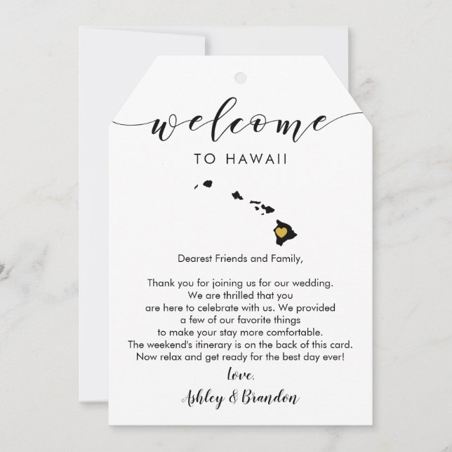 Hawaii Wedding Tag, Letra Itinerária (Frente)