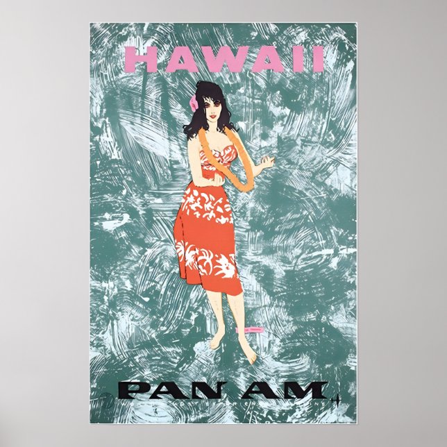 Hawaiian Art Hawaii Print Pan Am Travel Poster (Frente)