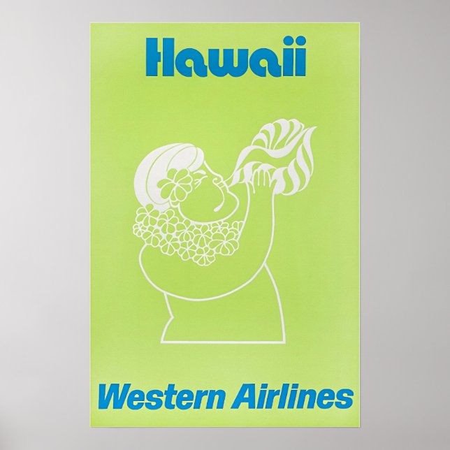 Hawaiian Art Hawaii Print Western Travel Poster  (Frente)