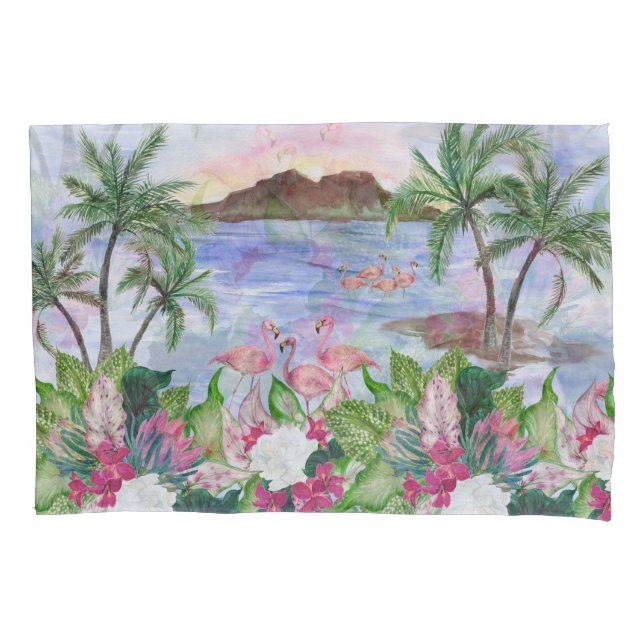 Hawaiian Bliss: Padrão Tropical de Aquarela (Frente)