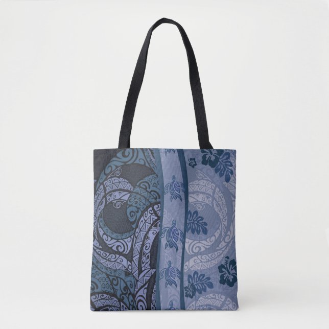 Hawaiian Blue Tapa Honu Tote Bag (Frente)