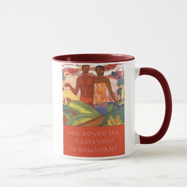 Hawaiian "eu te amo" caneca do dia dos namorados (Direita)