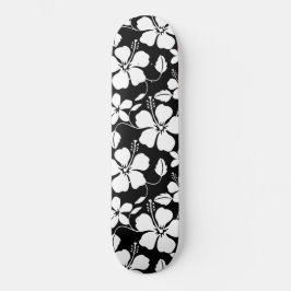 HAWAIIAN HULA (HIBISCUS) PRETO SKATEBOARD