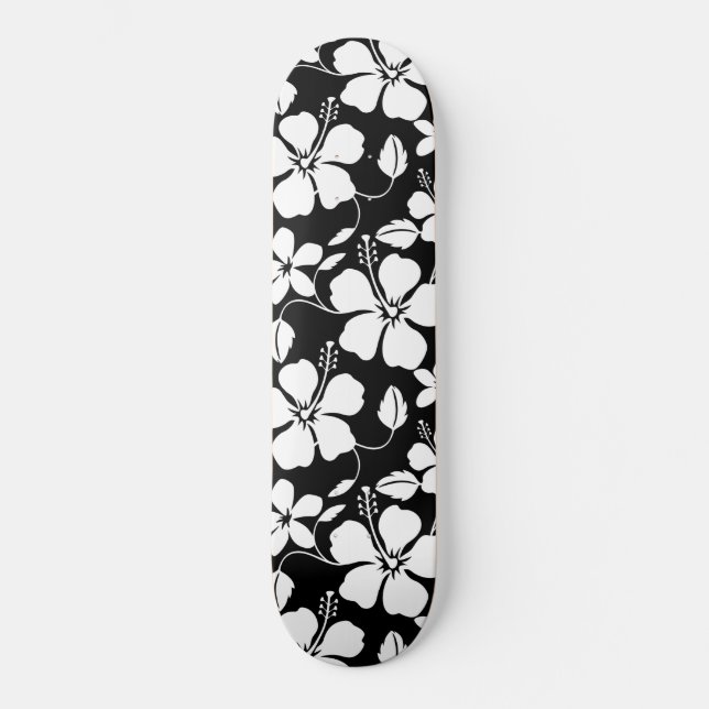 HAWAIIAN HULA (HIBISCUS) PRETO SKATEBOARD (Frente)