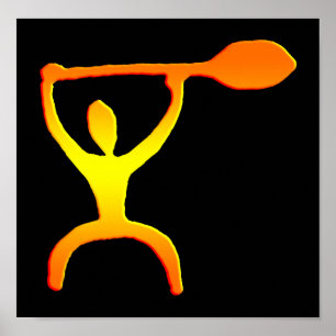 Hawaiian Paddle Man Petroglicph Impressão