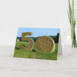 "Hay! Feliz 50º!" cartão de saudação com Hay Bales