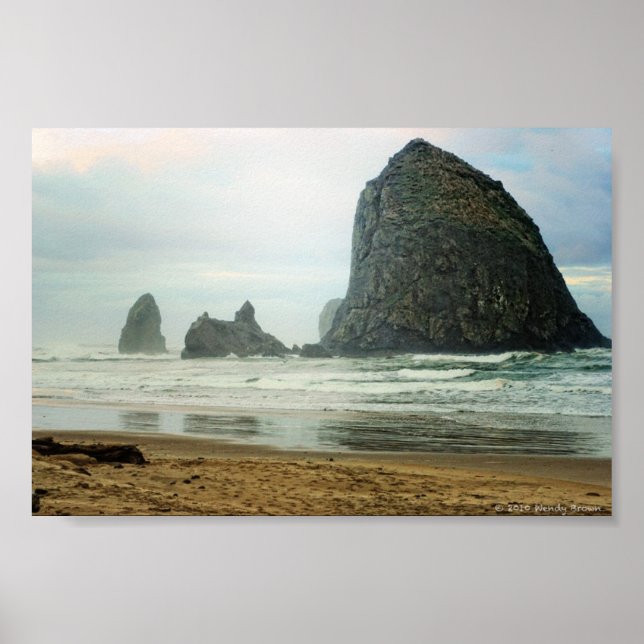 Haystack Rock em Cannon Beach Poster (Frente)