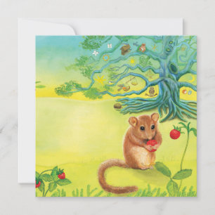 Hazel Dormouse comendo morango selvagem
