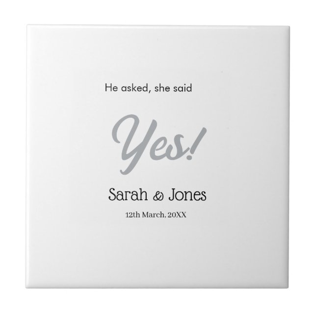 He asked she said yes engagement simple silver dat (Frente)