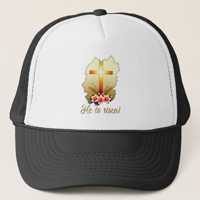 He Is Risen – Christian Easter Cross Art - boné (Frente)