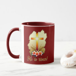 He Is Risen – Christian Easter Cross Art - caneca