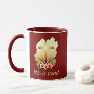 He Is Risen – Christian Easter Cross Art - caneca