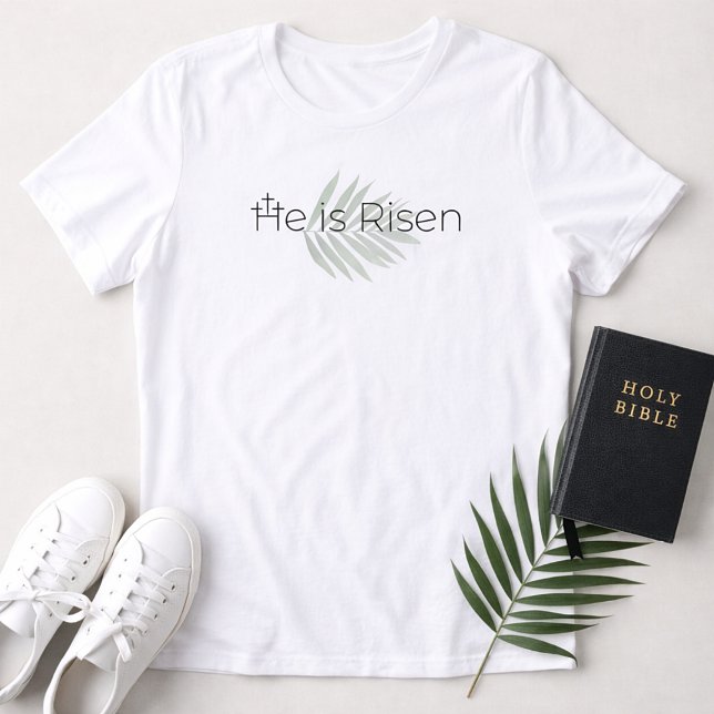 He Is Risen Minimalist 3 Crosses Palm Leaf Easter (He is Risen Minimalist Christian Easter Shirt)