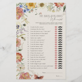 He Said She Said Pressed Wildflower Shower Game