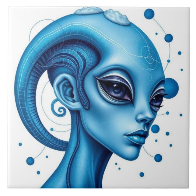 Head Of Blue Alien Closeup Sci-Fi Art (Frente)