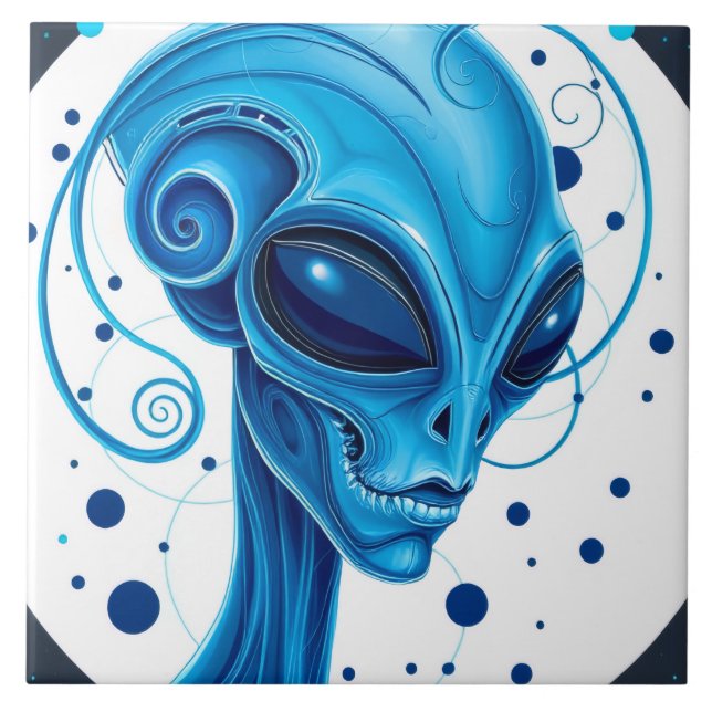 Head Of Blue Alien Closeup Sci-Fi Art (Frente)