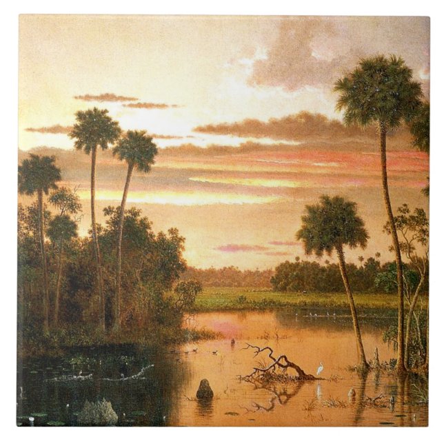 Heade - Excelente Flórida Sunset, pintura de arte  (Frente)