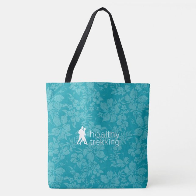 Healthking Hawaiian Hibiscus Teal Bolsa de praia (Frente)