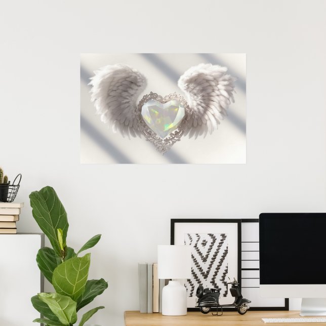 *~*~ Heart Angel Wings AP78 Opal Crystal Poster (Escritório em casa)