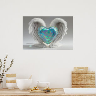 *~*~ Heart Angel Wings AP78 Teal Opal Poster