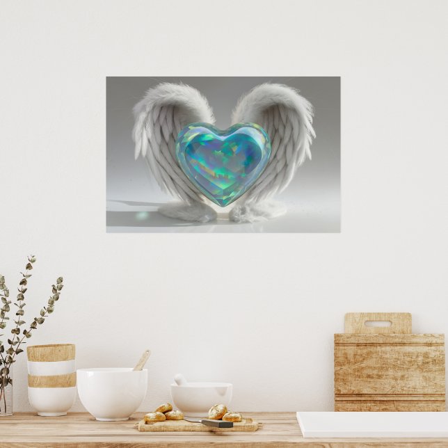 *~*~ Heart Angel Wings AP78 Teal Opal Poster (Cozinha)