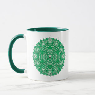Heart Chakra Green Mandala 2 caneca