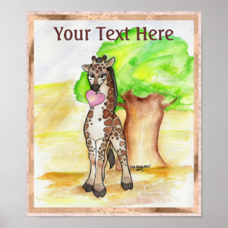 Heart Giraffe Poster