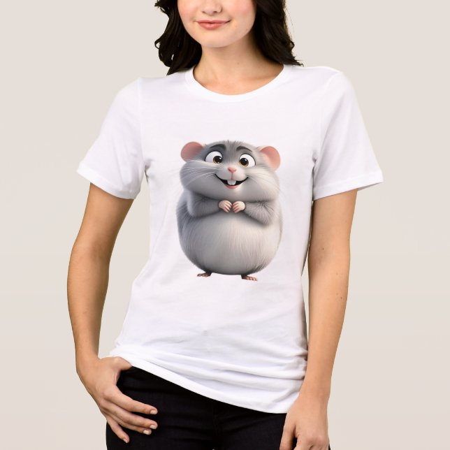 Heart-Holding Round Mouse Tee | Cute Zodiac Rat  (Frente)