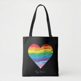 HEART LGBTQIA Sinalizador do arco-íris, Black Tote