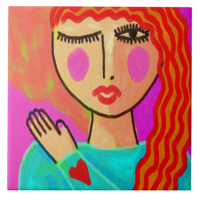 Heart on Her Sleeve Ceramic Tile (Frente)