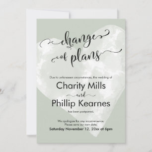 Heart Sage Green adiou mudança de planos de casame