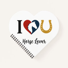 Heart Shaped Spiral Bound Notebook for Horse Lover