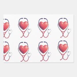 Heart & Stethoscope Wrapping Paper | Healthcare Gi