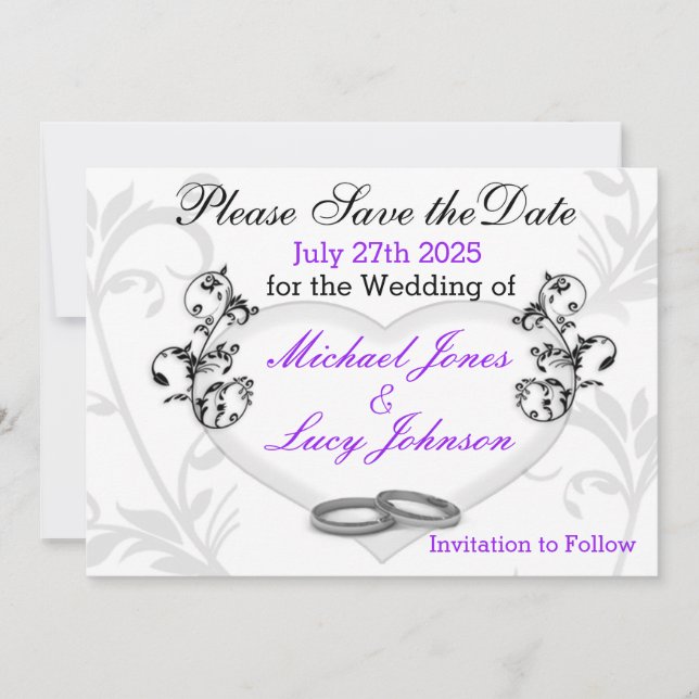 Heart & Vines Save The Date Card (Salve o cartão d (Frente)