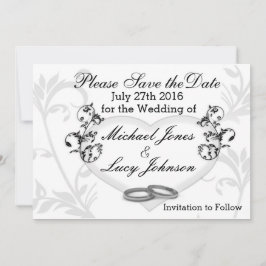 Heart & Vines Save The Date Card (Salve o cartão d