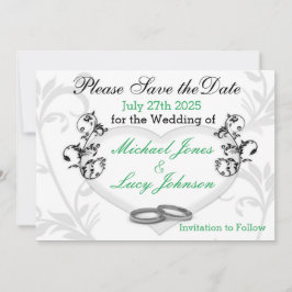 Heart & Vines Save The Date Card (Salve o cartão d