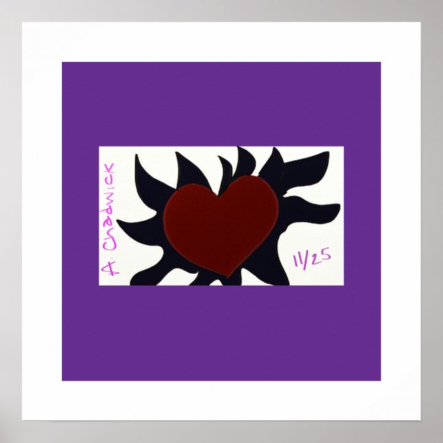 Heart with Black Flames Poster (Frente)