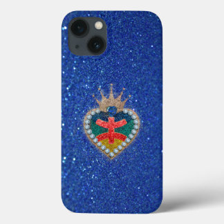 heart with the Amazigh flag in a bright glitter