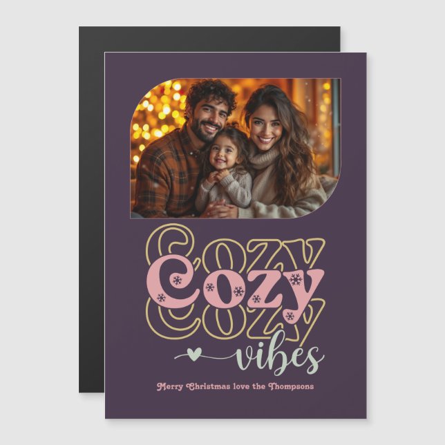 Hearthstone Plum Holiday Keepsake Christmas Photo (Frente/Verso)